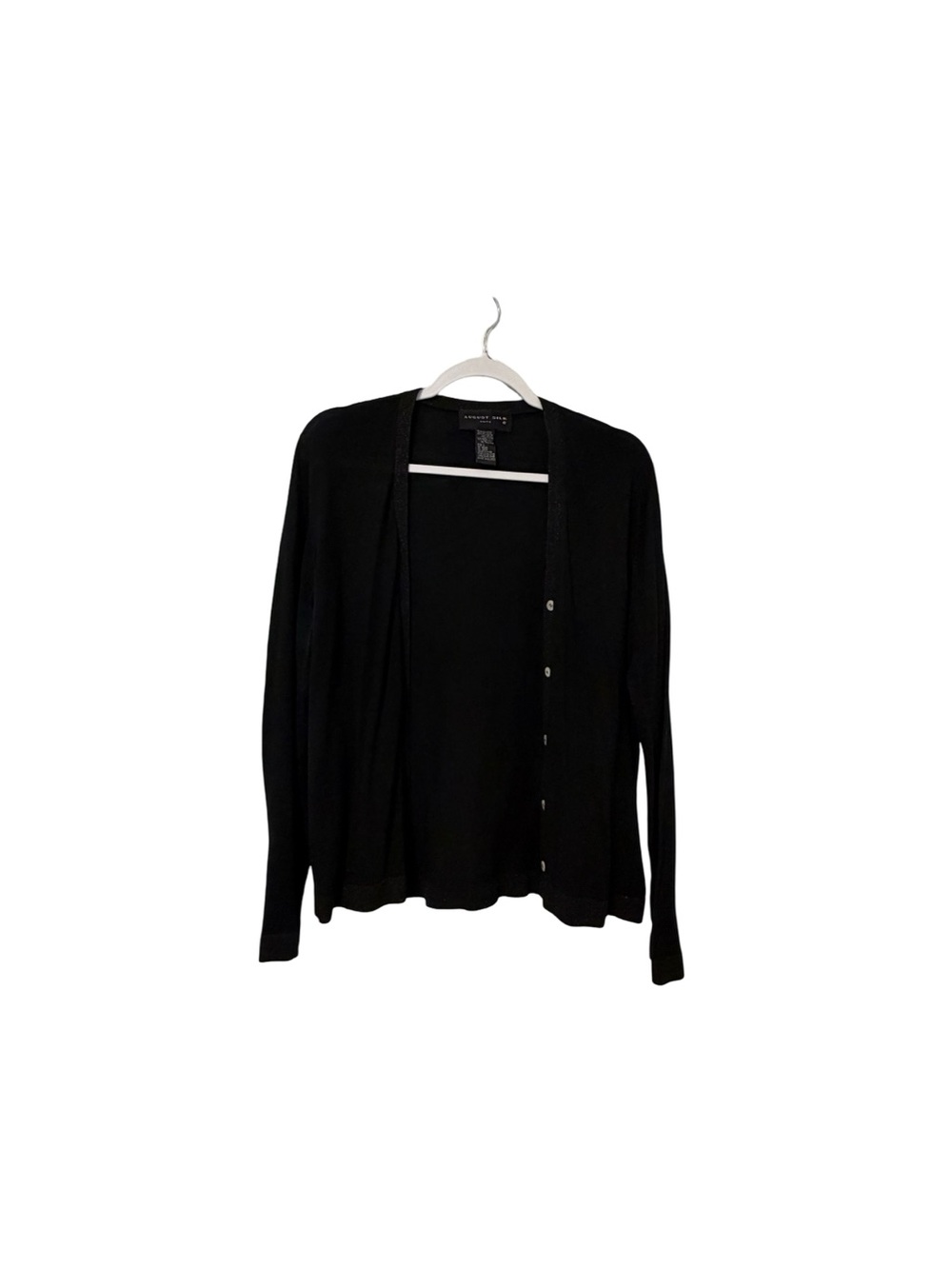 August Silk Black Button Cardigan Lightweight Silk  Office Trendy Date night